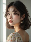 レイヤーボブ_顔周り韓国ヘア透明感ブリーチなしダブルカラー