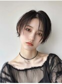 ショートレイヤー　ダークアッシュ　ストレート