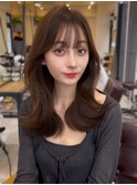 韓国ヘア 2wayバング 顔まわりカットNo.1 レイヤー グレージュ