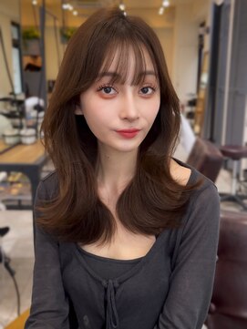 コート 表参道(Cote) 韓国ヘア 2wayバング 顔まわりカットNo.1 レイヤー グレージュ