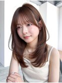 韓国ヘアフェイスフレーミング暗めカラー顔周りレイヤー_F40977