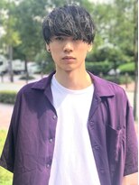 インアンドヤング 栄(in&yang) ツーブロックマッシュパーマモノトーングレージュ刈り上げボブ