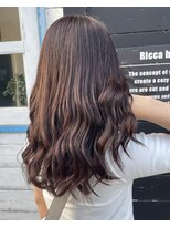 リッカヘアー(Ricca hair) 外国人風カラーモカグレージュワンカラーデザインゆるふわカール