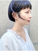 大人かわいい小顔暗髪ミニボブグレージュカラー渋谷原宿神宮前