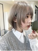 アッシュベージュ_マッシュウルフ_小顔 basi