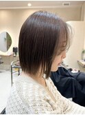 横浜タッセルボブショコラブラウン切りっぱなしボブショートボブ