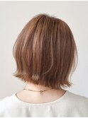 外はねくびれボブオレンジブラウンオレンジベージュ【自由が丘】