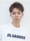 小久保styleフェザーパーマグレーブルーカラー刈り上げショート