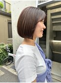 小顔ミディアムワンレンボブ20代30代40代大人かわいいボブカット