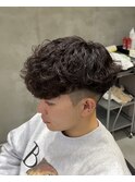 大分スペインカール波巻きパーマ刈り上げマッシュツーブロック