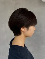 ビスクヘアデザイン(bisq hair design)&nbsp;ショートヘアー　ブラウンカラー　前髪カット　顔まわり　韓国風
