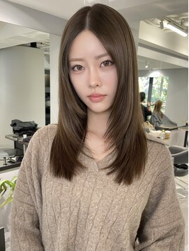 韓国風レイヤーミディアム/ブリーチなしベージュベージュ