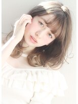 ミルクティーグレージュ☆ふわパーマひし形シルエット