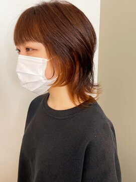 ナンバー(number+) 20代30代40代小顔カットインナーカラー透け感ナチュラルボブ