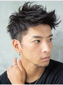 メンズアップバング×束感マッシュ