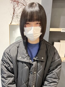ラミエバイメルト 下北沢(lamie by melt) 村上/前髪カット顔周りレイヤー切りっぱなしボブ地毛風暗髪