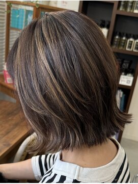 ヘアーアンドメイク グルック(hair&make Gluck) コントラストハイライトブラウンxベージュ