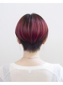 マッシュショート#レッド#ベージュ#ケアブリーチ#ダブルカラー