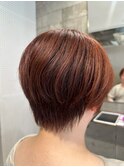 30代40代大人可愛い奥行きショート＊アプリコットオレンジ