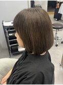 ナチュラルワンカールボブ×秋カラー カーキベージュ