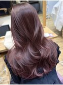秋色モーヴピンクローズブラウンダブルカラー艶髪ピンクブラウン