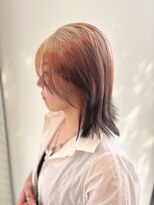 アース いわき店(HAIR&MAKE EARTH)&nbsp;透け感ベージュ×外ハネウルフミディ