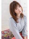 外国人風オレンジブラウン♪抜け感おフェロ顔セミディb