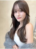 韓国風小顔シースルーバンク×こっくりブラウン
