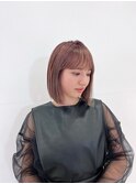 ボブ イメチェン フェミニン チェリーブラウン 天神