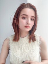 アグ ヘアー ラング 屋島店(Agu hair lang) 《Agu hair》ベビーピンク×かきあげストレートロブ