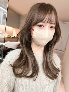 サイン 表参道(SIGN) 韓国ヘアグレージュカラーブリーチ無し髪質改善イヤリングカラー