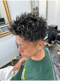 スパイキーショートパーマツイストスパイラルパーマビジネスヘア