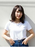 小顔外ハネミディアムアッシュ20代30代40代くびれミディ韓国ヘア