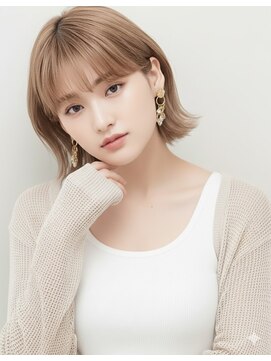 アース 大曽根店(HAIR&MAKE EARTH) earthショートレイヤーボブミルクティー丸みショートボブ