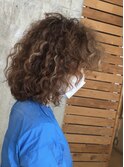 スパイラルパーマダブルカラーインナーカラーハイライトベージュ