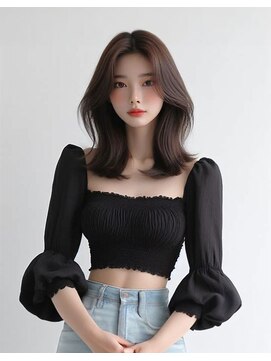 リンク(Link Hair&Spa) こなれミディくせ毛風カールフルバングモテ髪艶感