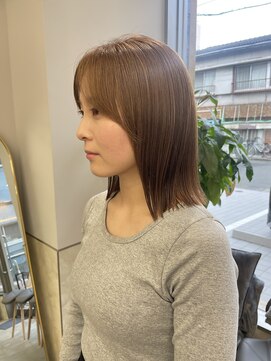 サンド 鹿児島中央(sand) @ayumi_sand ベージュ ブリーチなしベージュ ロングボブ