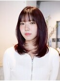 ロング顔周りレイヤー前髪カット韓国ヘア美髪_ba553611