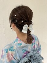 バサラ 大阪梅田店(VASARA)&nbsp;浴衣ヘア　ミディアム　推し活　ポニーアレンジ　編み込み