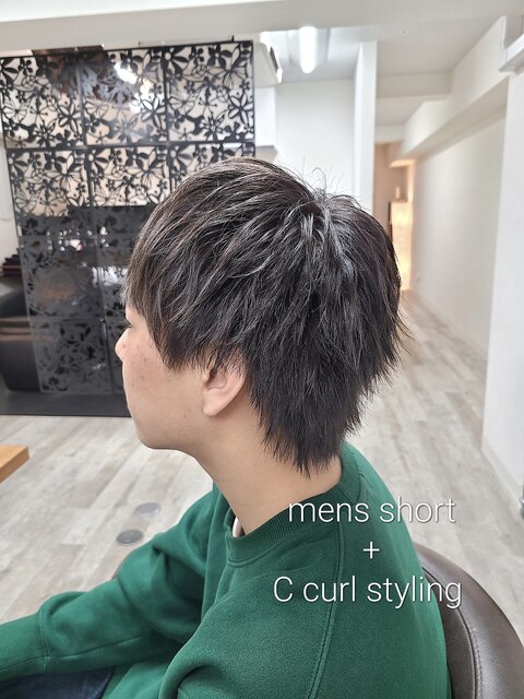mens short+C curl styling 