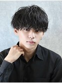 2wayソフトツイストパーマツーブロック無造作マッシュ刈り上げ
