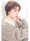 ナチュラルショートくびれヘアアプリコットオレンジ20代30代40代