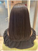 小顔レイヤーロブヘアウルフカットブリーチなしココアブラウン