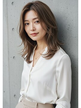 フルショウ 苦楽園店(FURUSHO) チョコレートブラウン/ミディアムレイヤーカット/ハッシュカット