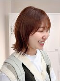 ストレートくびれヘアアプリコットオレンジ夏のヘアアレンジ