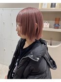 うるツヤピンクベージュ/ミニボブ/ハイトーンカラー