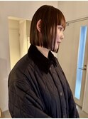 髪質改善/ストレートパーマ/ぱっつん前髪/切りっぱなしボブ