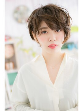 ミック ヘアアンドメイク アップ 駒込店(miq Hair&Make up) 女っぷりUP！くすみカラーくせ毛風前下がりショートa1