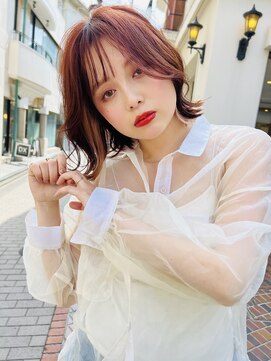 ケイト(kate) 【kate 大宮】アプリコットオレンジ×外ハネミディ