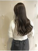 20代暗めカラーデザインカラーロングオリーブグレージュベージュ